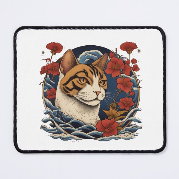 Item preview, Vibrant Monmon Cat Design: Colorful Japanese Tattooed Feline with Ukiyo-e Inspiration and Stunning Irezumi Art designed and sold by puurfectcat.
