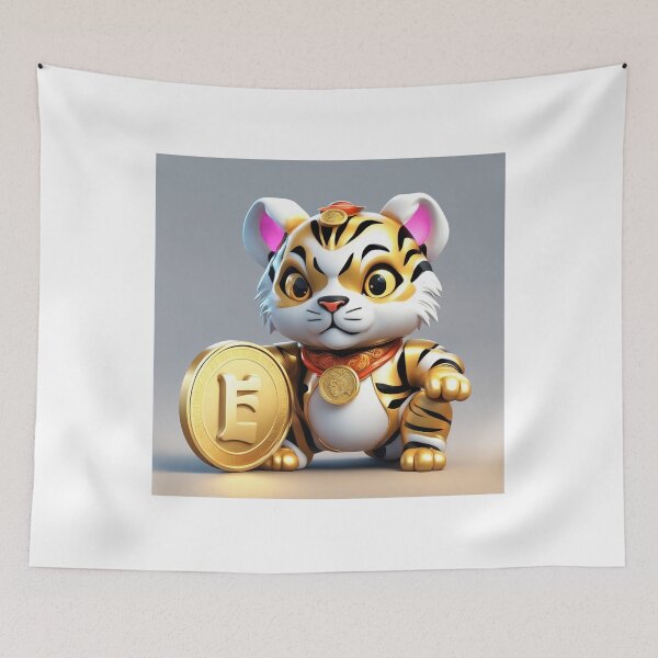 Item preview, Cute Chinese Tiger Holding Gold Coin Cartoon Vector Icon Illustration designed and sold by hjian8219.