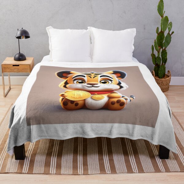 Item preview, Cute Chinese Tiger Holding Gold Coin Cartoon Vector Icon Illustration designed and sold by hjian8219.