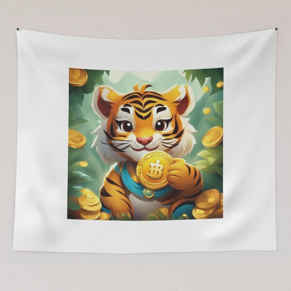Item preview, Cute Chinese Tiger Holding Gold Coin Cartoon Vector Icon Illustration designed and sold by hjian8219.