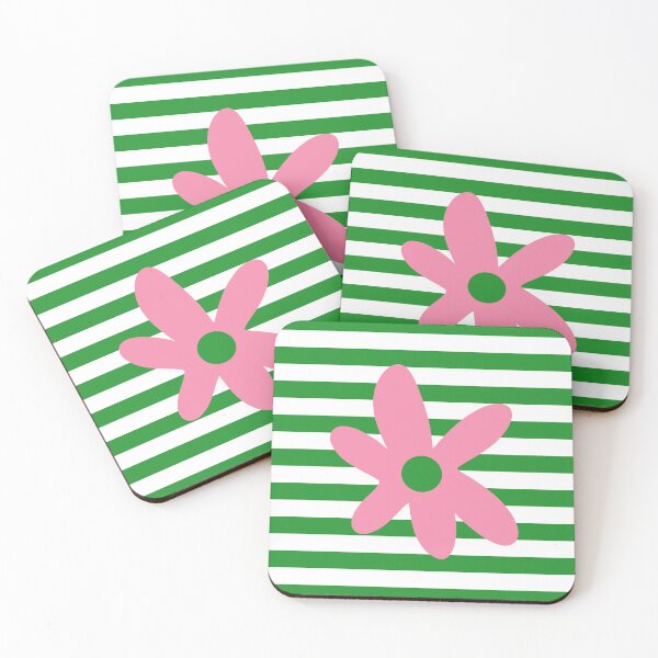 Item preview, Joyful Flower and Stripes Pop Floral Pink Green White designed and sold by kierkegaard.