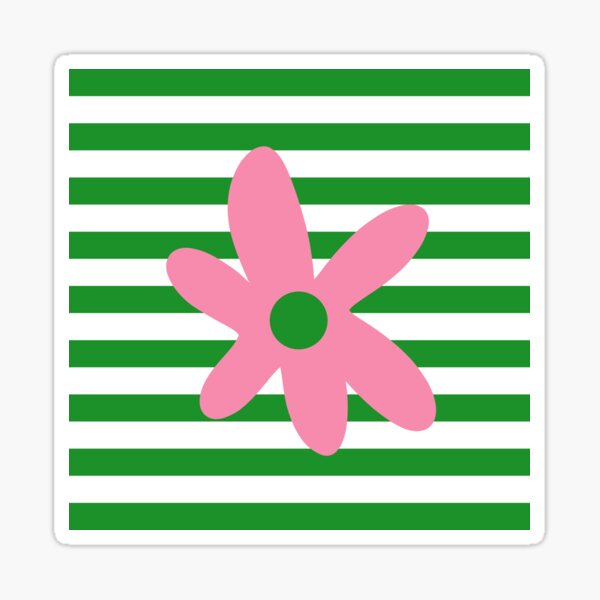 Aperçu de l'œuvre Fleurs et rayures joyeuses Pop Floral Rose Vert Blanc créée et vendue par kierkegaard.