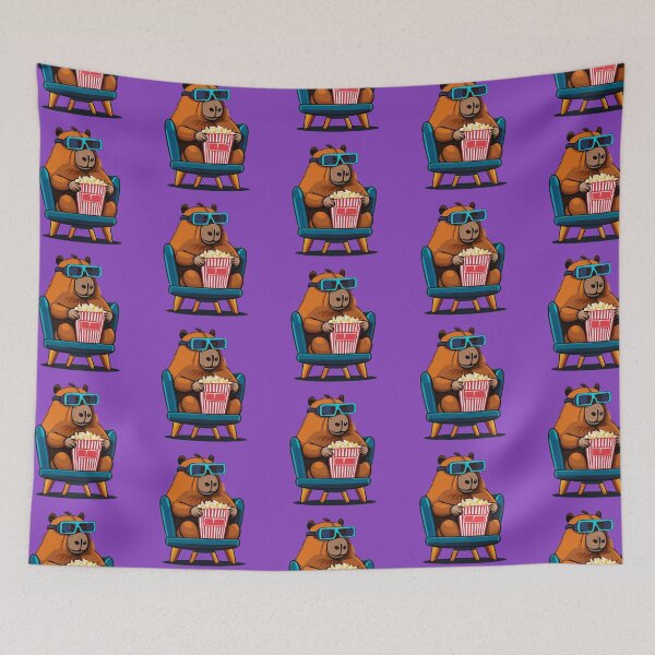 Item preview, Capybara Watching Movie Cinema Popcorn Cartoon Style designed and sold by Horizon Cartoon.