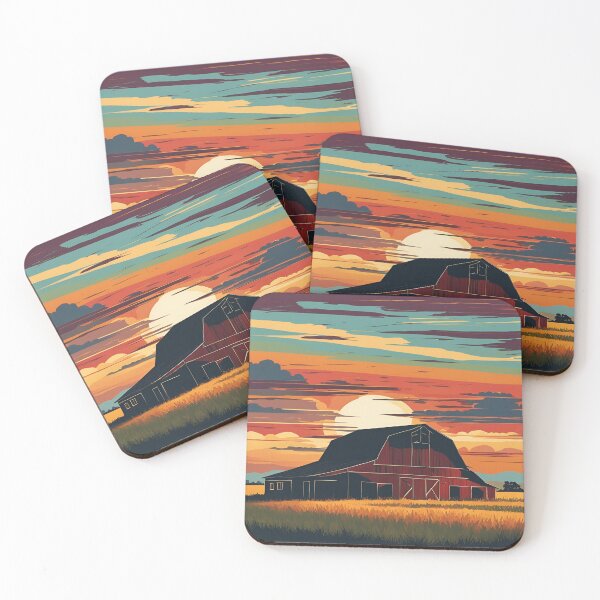 Item preview, Retro barn at sunset designed and sold by NicMacTees.