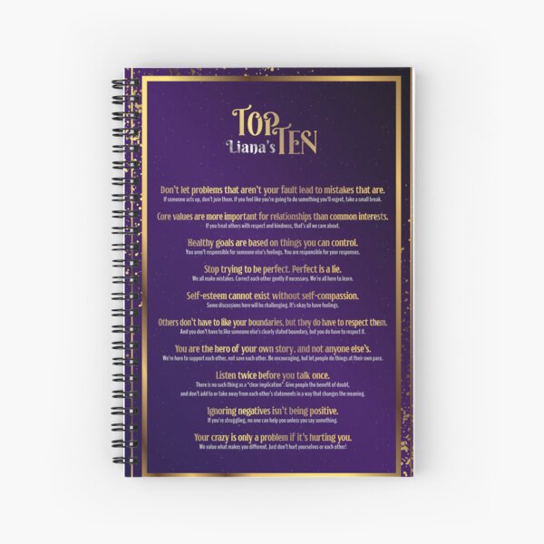 Liana's Top Ten Phrases Purple Spiral Notebook
