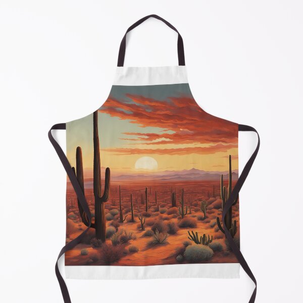 Item preview, Desert at sunset with cactus and shrubs designed and sold by NicMacTees.