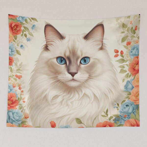 Item preview, Ragdoll Cat Flower Painting designed and sold by ChaosReigns91.