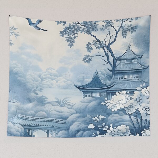 Item preview, Pagoda on Forest Edge Chinoiserie Landscape designed and sold by TheChinoiserie.