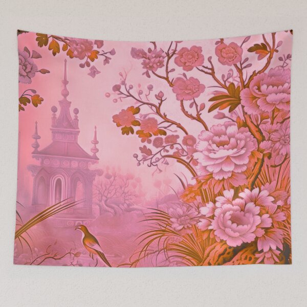 Item preview, Vermillion Pastoral Pavillion Chinoiserie designed and sold by TheChinoiserie.