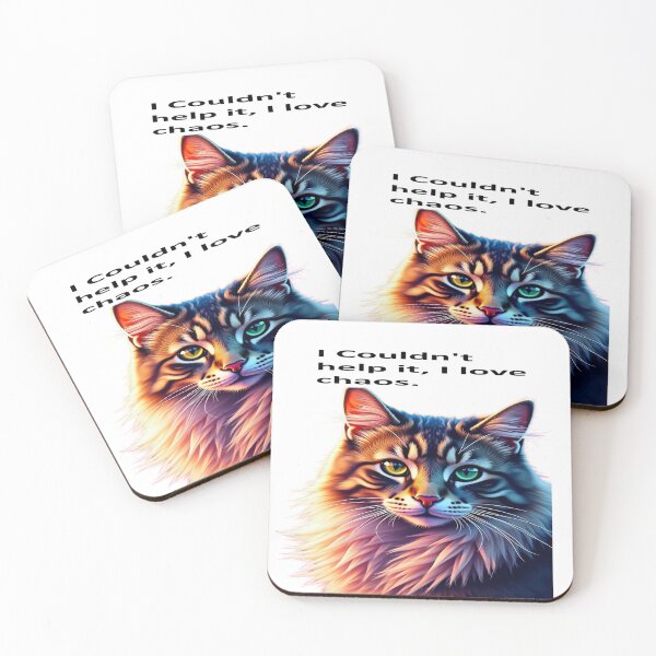 Item preview, I Couldn't Help It, I Love Chaos - Fun Cat Quote Illustration designed and sold by craftybegonia.