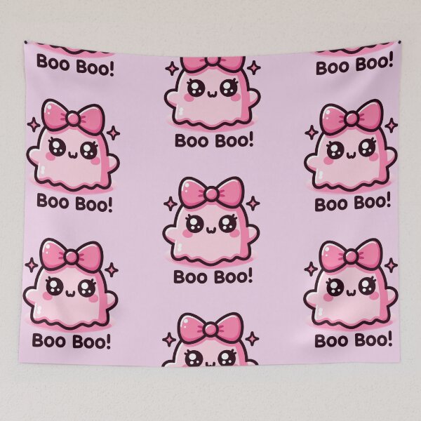 Item preview, Pink cute little Ghost saying BOO! BOO! Stickers and more designed and sold by CRandRRstickers.