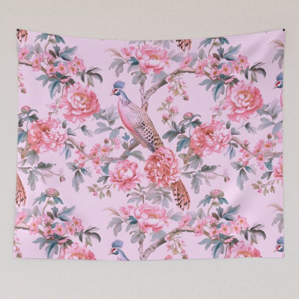 Item preview, Pink Pheasant Chinoiserie Chintz designed and sold by TheChinoiserie.