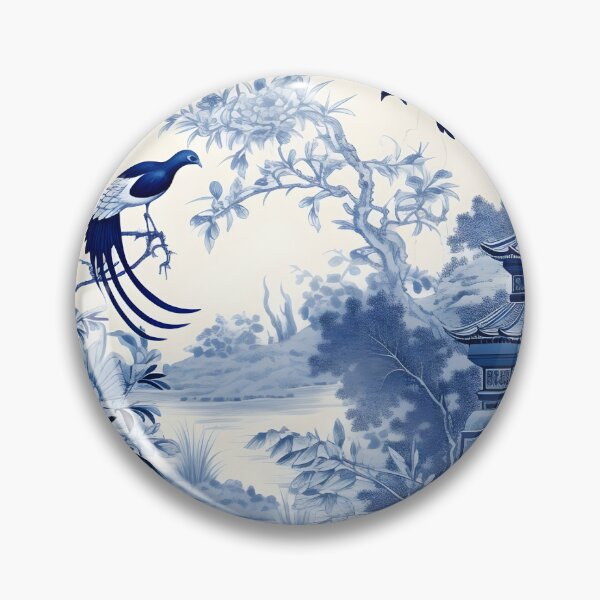 Item preview, Cerulean Shadows in the Garden Chinoiserie designed and sold by TheChinoiserie.