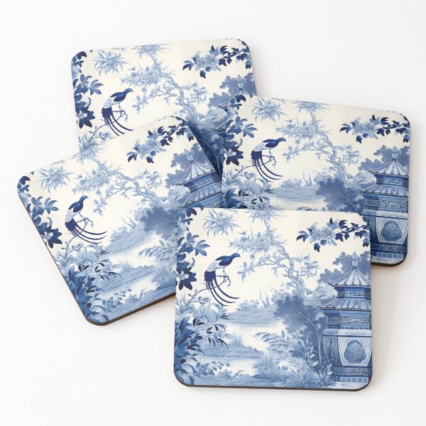 Item preview, Cerulean Shadows in the Garden Chinoiserie designed and sold by TheChinoiserie.