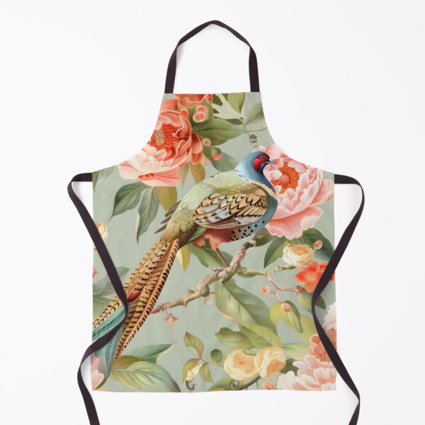 Item preview, Peach Floral Pheasant Chinoiserie Chintz designed and sold by TheChinoiserie.