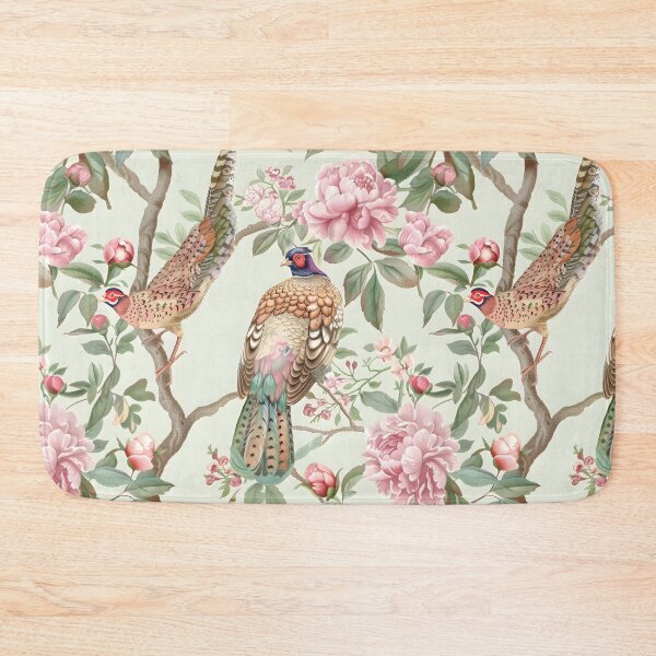 Item preview, Pastel Pink and Mint Pheasant Chinoiserie Chintz designed and sold by TheChinoiserie.