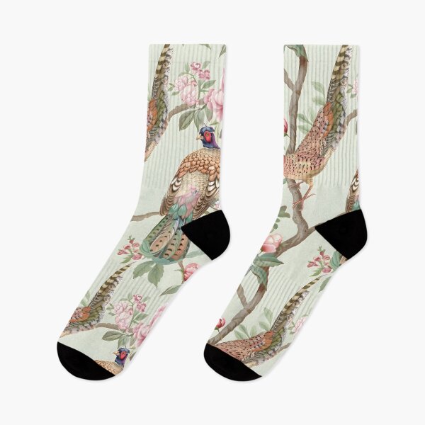 Item preview, Pastel Pink and Mint Pheasant Chinoiserie Chintz designed and sold by TheChinoiserie.
