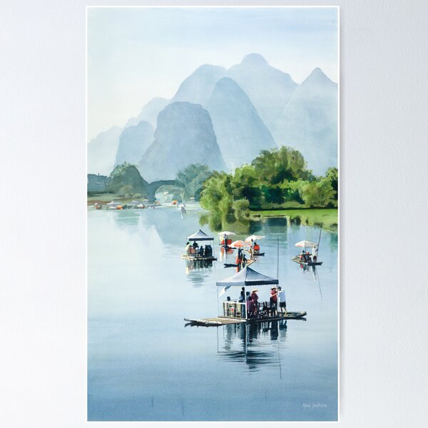 "Bamboo Rafting to Shangri La" Watercolor Poster