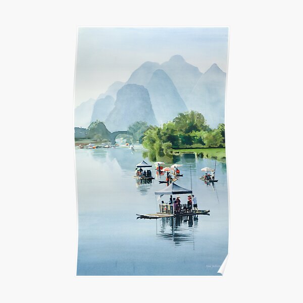 "Bamboo Rafting to Shangri La" Watercolor Poster