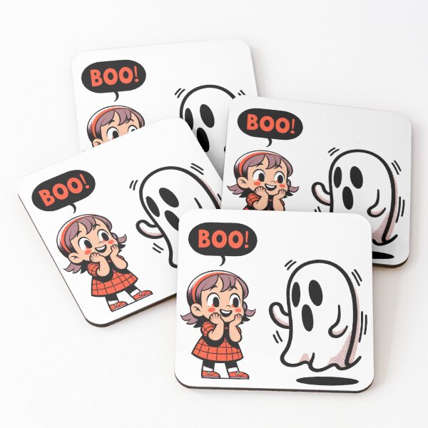 Item preview, Boo! Little Girl scares a ghost - cute kawaii digital illustration designed and sold by geetarv.