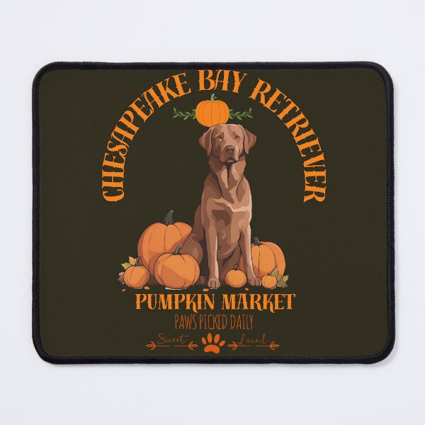 Item preview, Pumpkin Market: Chesapeake Bay retrieverr with Pumpkins and Seasonal Text designed and sold by GoodyPaws.