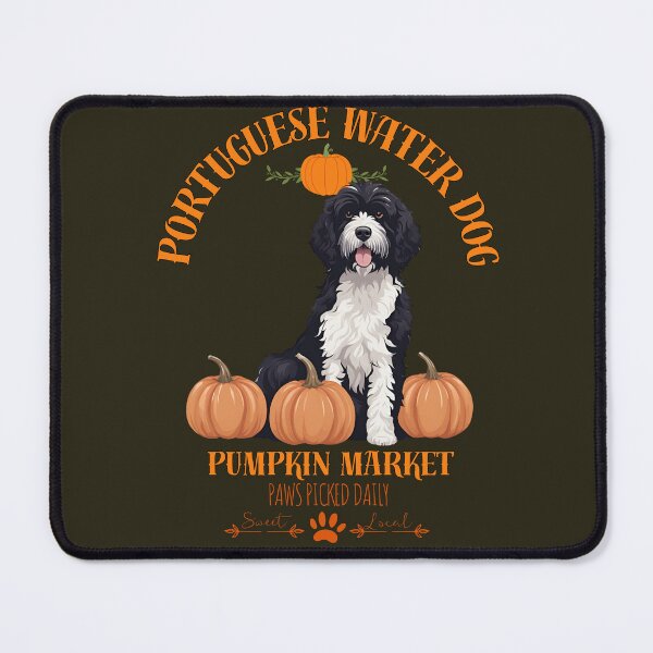 Item preview, Pumpkin Market: portuguese water dog with Pumpkins and Seasonal Text designed and sold by GoodyPaws.