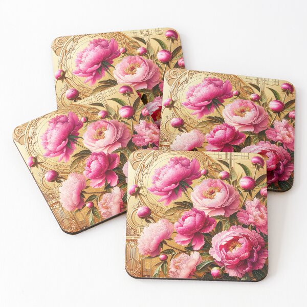 Item preview, Alphonse Mucha Pink Peonies designed and sold by maniacfitness.