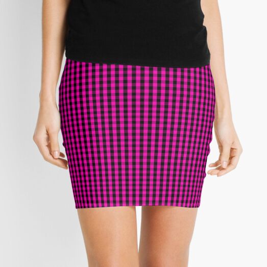 neon pink plaid skirt