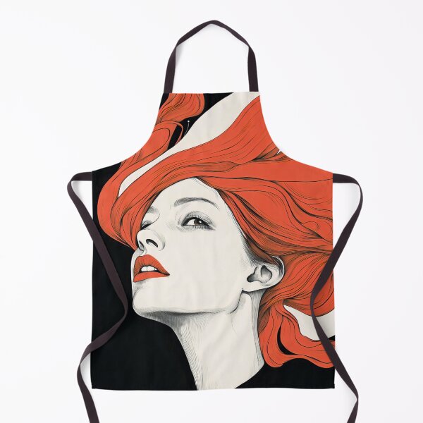 Item preview, Portrait of a woman with long hair - red, power, strength, strong woman, feminism, female empowerment designed and sold by NordicArtPrint.