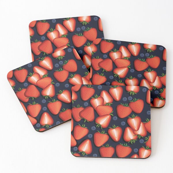 Item preview, Strawberries and blueberries on a black background designed and sold by Alex  Blud.