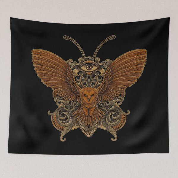 Item preview, Owl and Butterfly Artwork designed and sold by WOLForDEER.