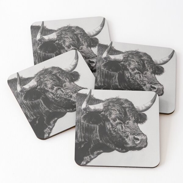 Item preview, Black and white ox pencil drawing designed and sold by Pencil-Art.