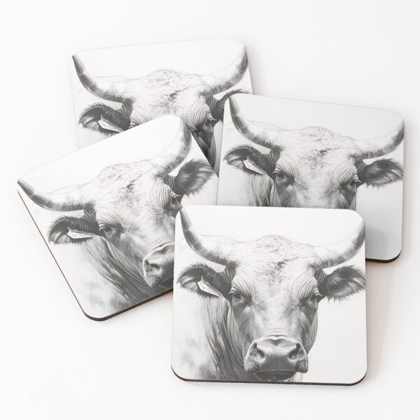 Item preview, Black and white ox pencil drawing designed and sold by Pencil-Art.