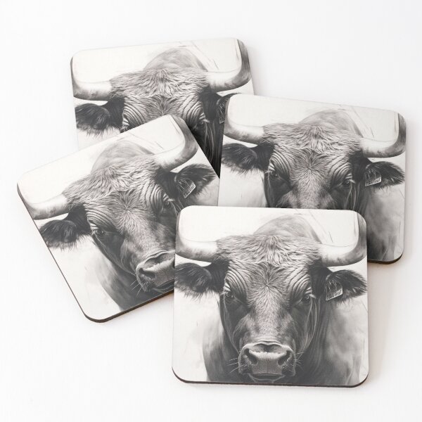Item preview, Black and white ox pencil drawing designed and sold by Pencil-Art.
