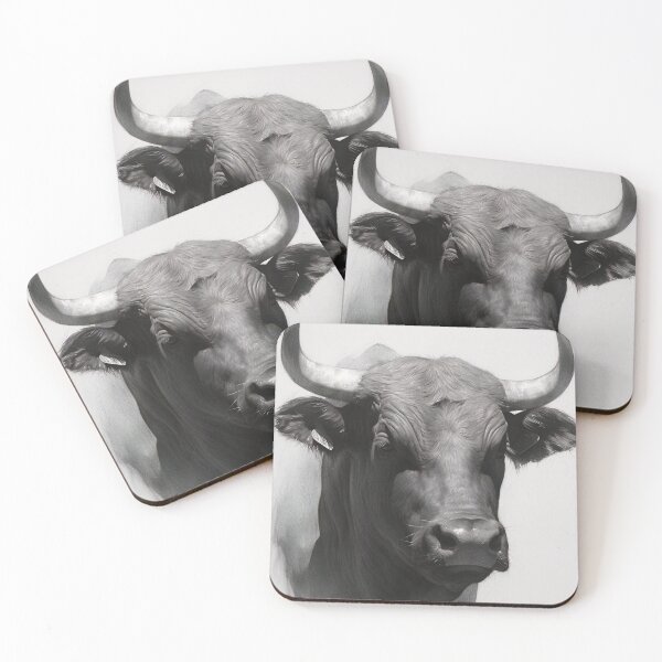 Item preview, Black and white ox pencil drawing designed and sold by Pencil-Art.