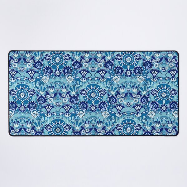Aperçu de l'œuvre Abeille parmi les fleurs, style folklorique, version bleu clair créée et vendue par Alex  Blud.