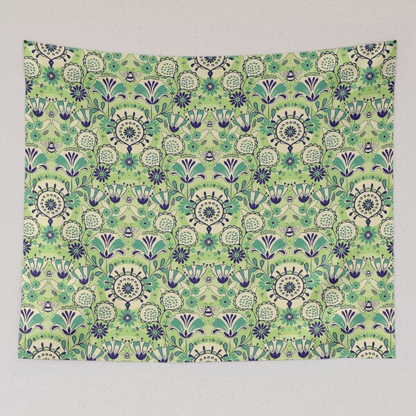 Item preview, Abeja entre flores, estilo folk, versión verde designed and sold by Alex Blud.