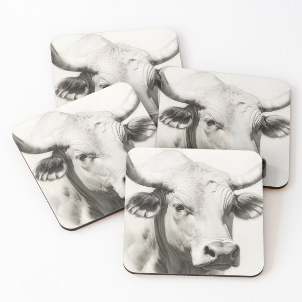 Item preview, Black and white ox pencil drawing designed and sold by Pencil-Art.