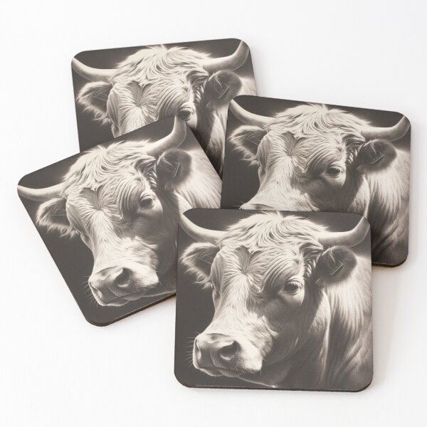 Item preview, Black and white ox pencil drawing designed and sold by Pencil-Art.