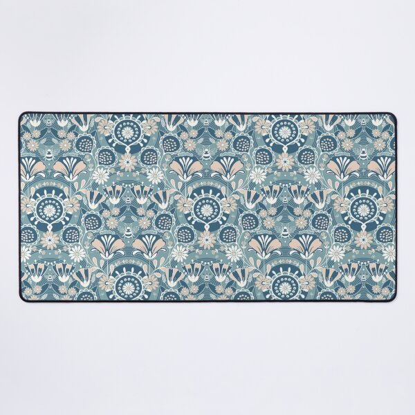 Aperçu de l'œuvre Abeille parmi les fleurs, style folklorique, version gris-bleu créée et vendue par Alex  Blud.