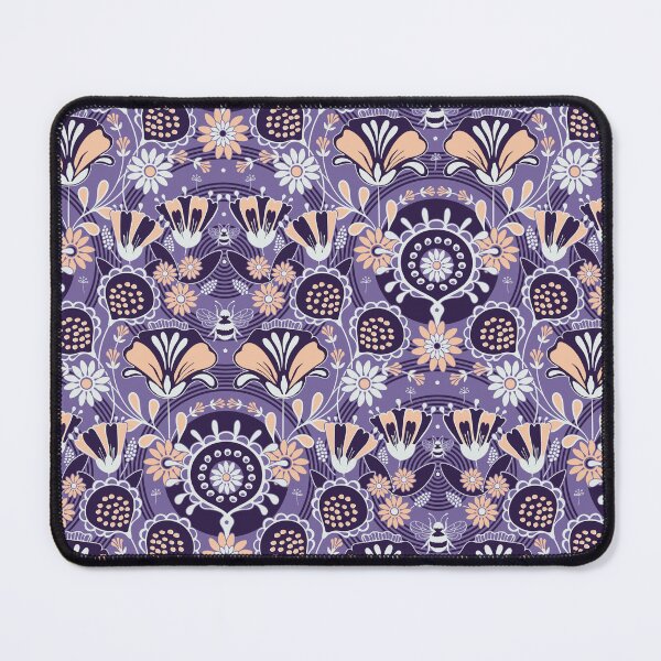 Aperçu de l'œuvre Abeille parmi les fleurs, style folklorique, version violette créée et vendue par Alex  Blud.