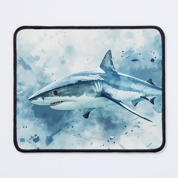 Item preview, Shark in the sea, reef shark. Watercolor in blue shimmer designed and sold by ARTelierDigital.