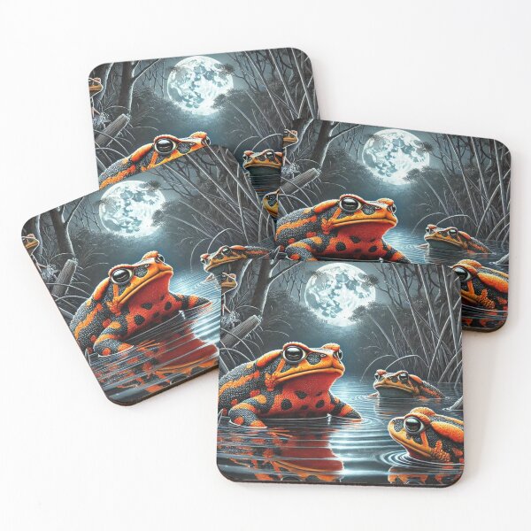 Item preview, Moonlit Swamp: Fire Toads in Night Waters designed and sold by NocturnalNook.