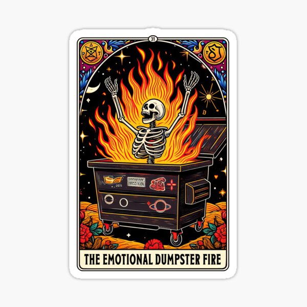 Item preview, The Emotional Dumpster Fire Tarot Card designed and sold by goingoncetwice.