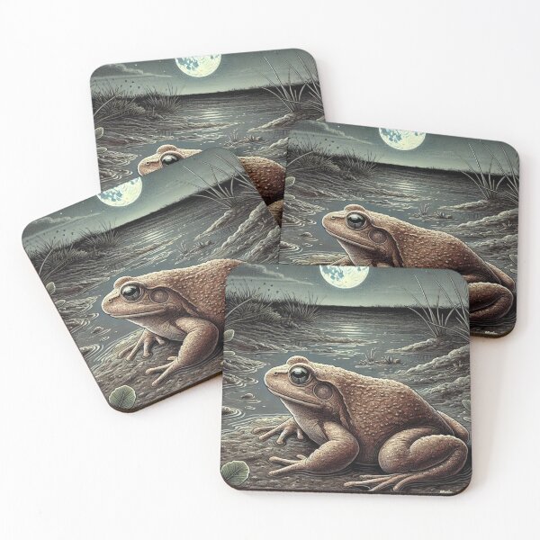 Item preview, Wild Chubby Brown Toad resting in the moonlight designed and sold by NocturnalNook.
