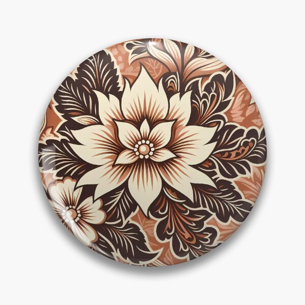 Item preview, Traditional Batik Brown Floral Pattern Malaysia Indonesia  designed and sold by artColourized.