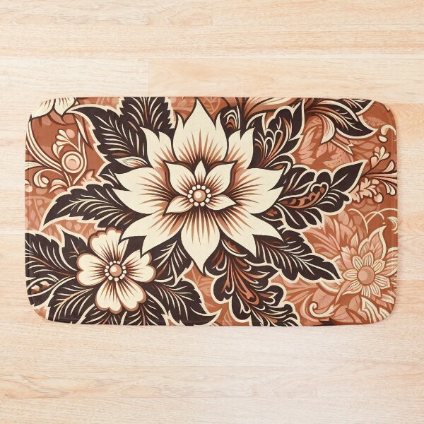 Item preview, Traditional Batik Brown Floral Pattern Malaysia Indonesia  designed and sold by artColourized.