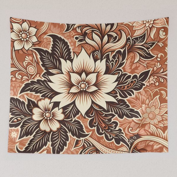 Item preview, Traditional Batik Brown Floral Pattern Malaysia Indonesia  designed and sold by artColourized.