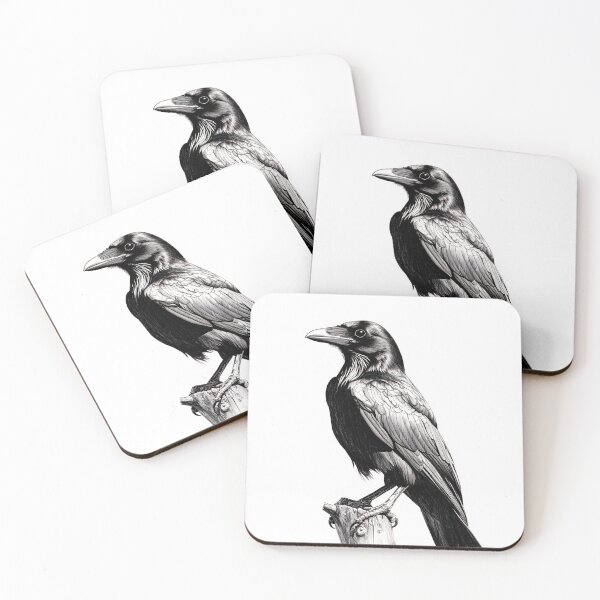 Item preview, Black and white Raven pencil drawing designed and sold by Pencil-Art.