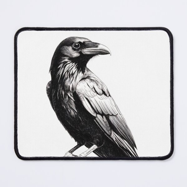 Item preview, Black and white Raven pencil drawing designed and sold by Pencil-Art.